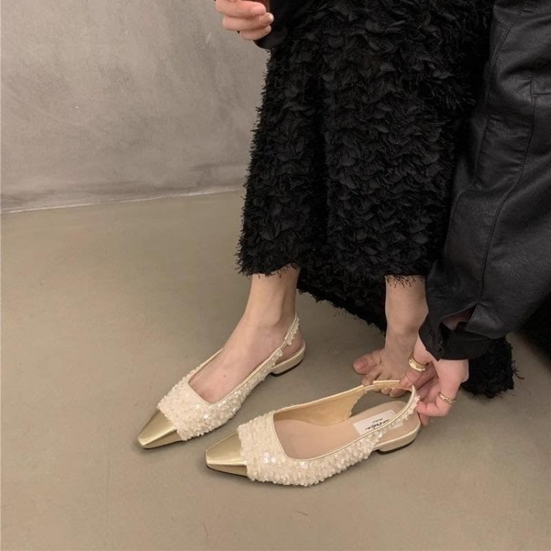 New Retro Woman Shoes Beach Sandals Clear Heels Bling Bling Suit Female Beige Luxury Women Shoes Zapatos Mujer