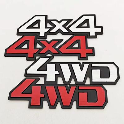 3D Aluminium Bilstyling På Kromad Logotyp 4WD 4X4 Skärm Sida Baklucka Bildekal Emblem Trimmärke Klistermärke För Lastbil Auto Styling