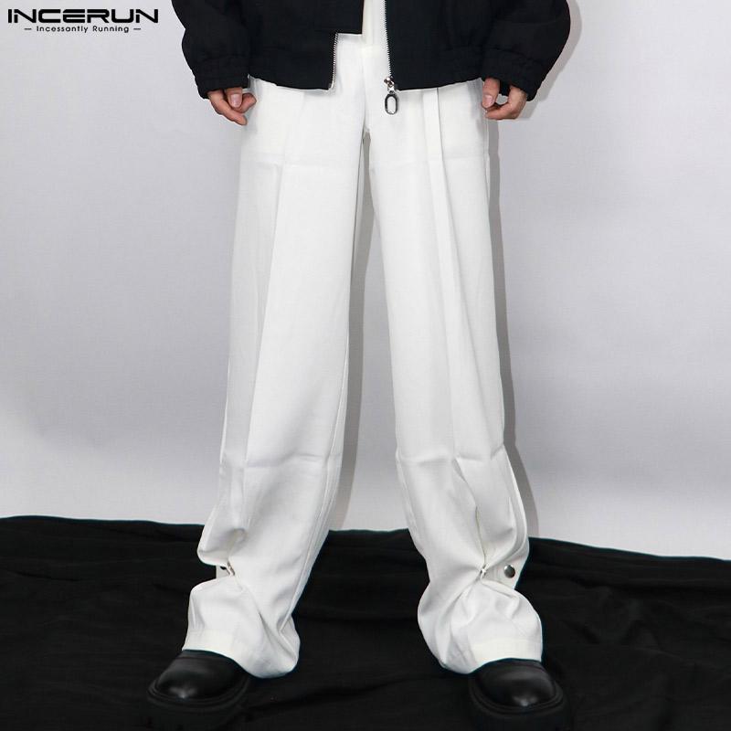 

INCERUN весна осень мужские широкие однотонные длинные брюки