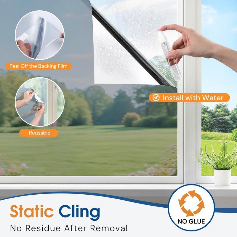 Vinyl Glass Window Privacy Film Anti Look Mirror Tint Foil One Way Sun Blocking Stickers UV Covering Static Cling Window Film