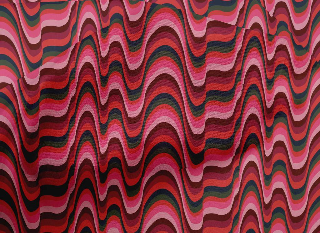 oneOone Cotton Flex Fabric Waves Flame Stitch Print Fabric By The Yard 40 Inch