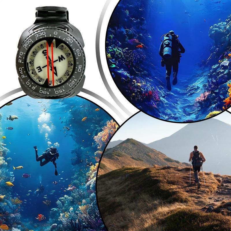 Kompassuhr Stil Unterwasser 50m Tauchkompass Professioneller Wasserdichter Navigator Tauchmaske Leuchtende Ausbalancierte Uhr zum Schwimmen