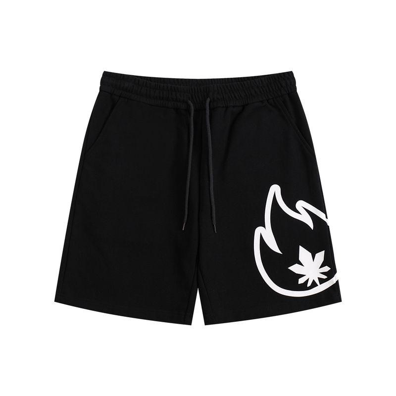 

Burnin* Basic Flame Logo Casual Shorts for Men, Summer American Street Style Loose Sports Pants, Versatile Black(Ready Stock) M