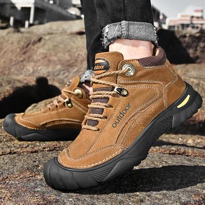 Outdoor Men's Boots Genuine Leather Casual Shoes Man Climbing Hiking Shoes Warm Winter Boots Men High Quality Platform Snow Boot