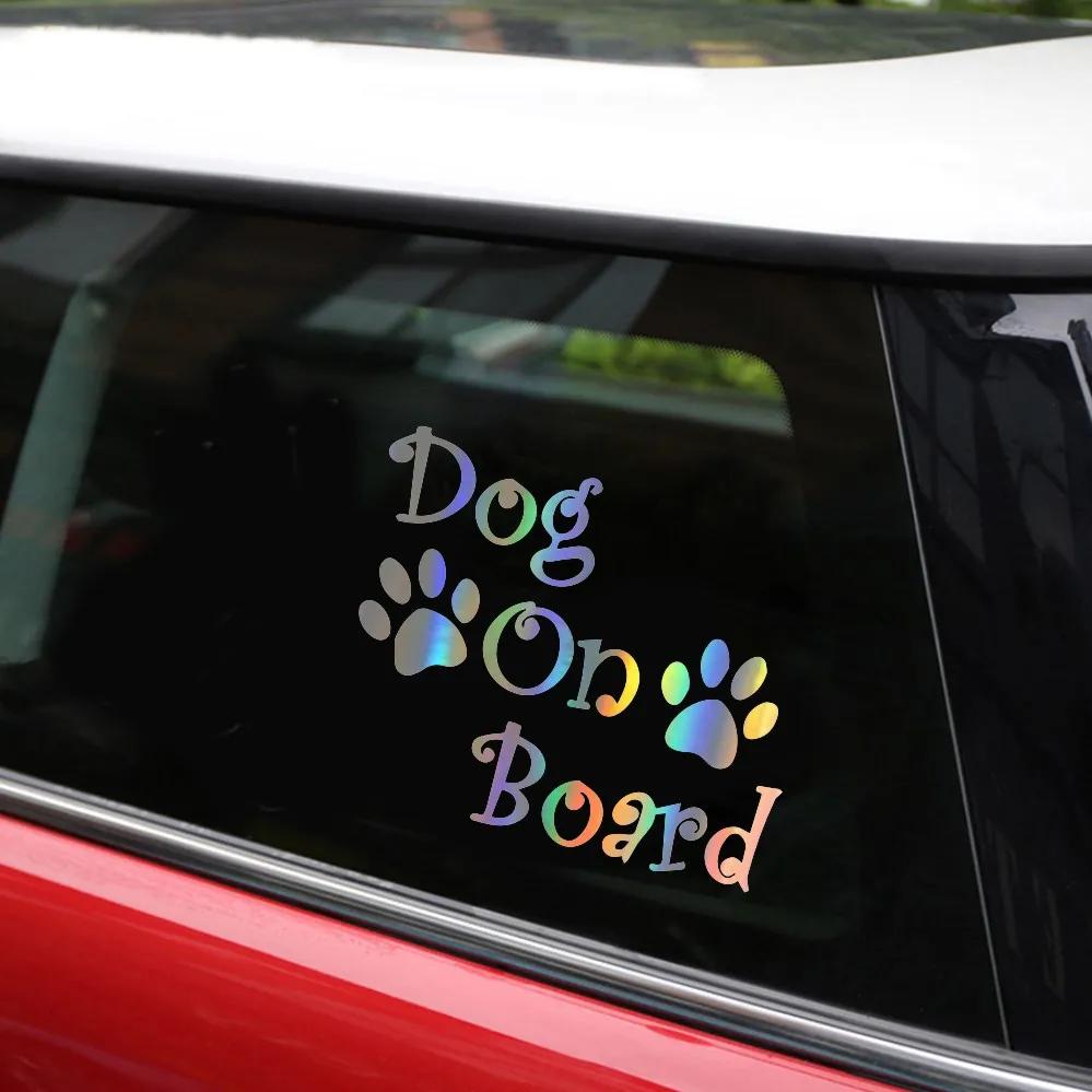 Beautiful DOG ON BOARD and Paw Prints Car Sticker Automobiles Motorcycles Exterior Accessories Vinyl Decals,20cm*16.2cm