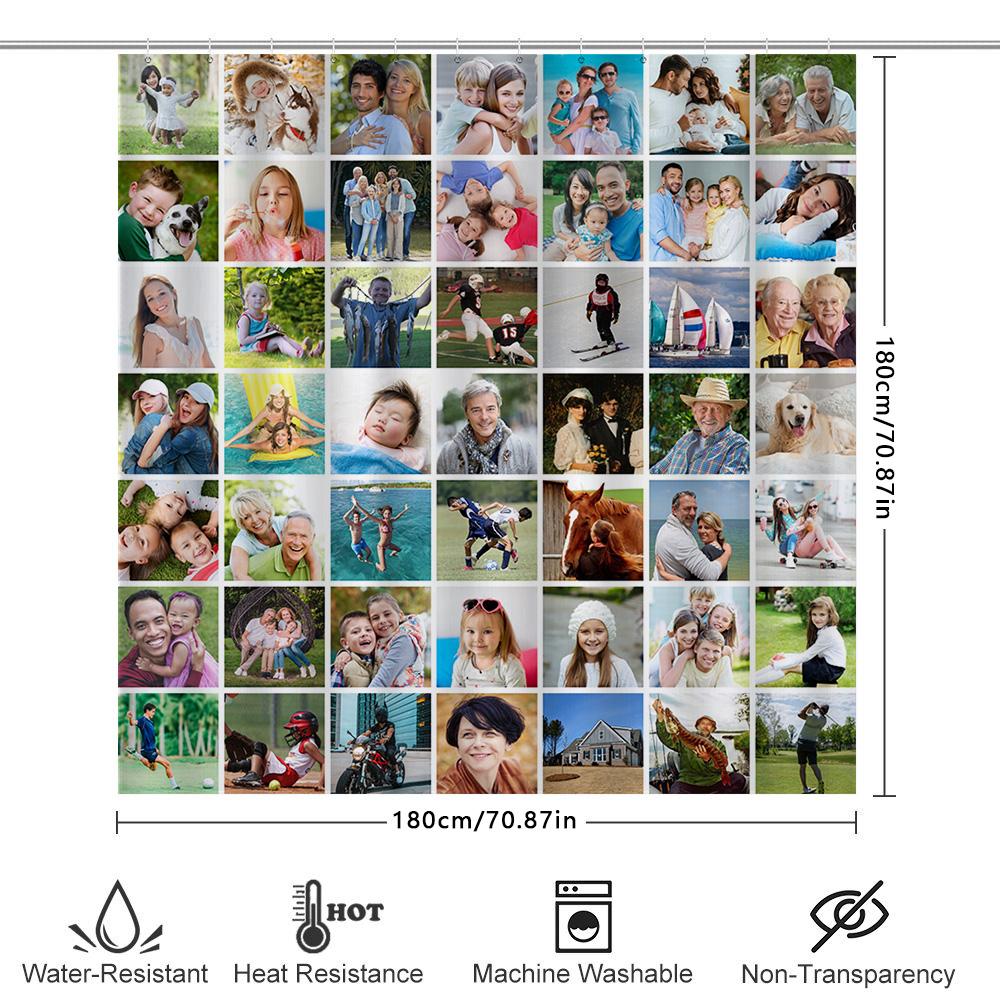 Personalized Custom Photo Collage Shower Curtain Waterproof Bathroom Decor 3D Printed Custom Home Textile Gifts for All Occasion
