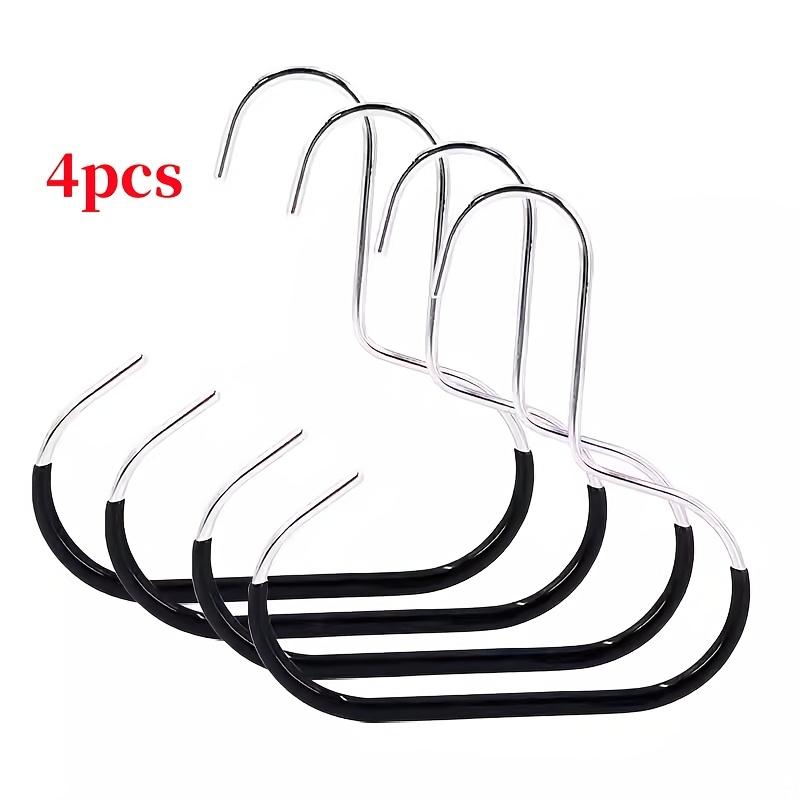 4pcs Metal Non-Slip Hangers with Silicone Grip - Versatile Round Hooks for Scarves, Ties, Hats, Bags & Clothes - Space-Saving Wardrobe Organizer