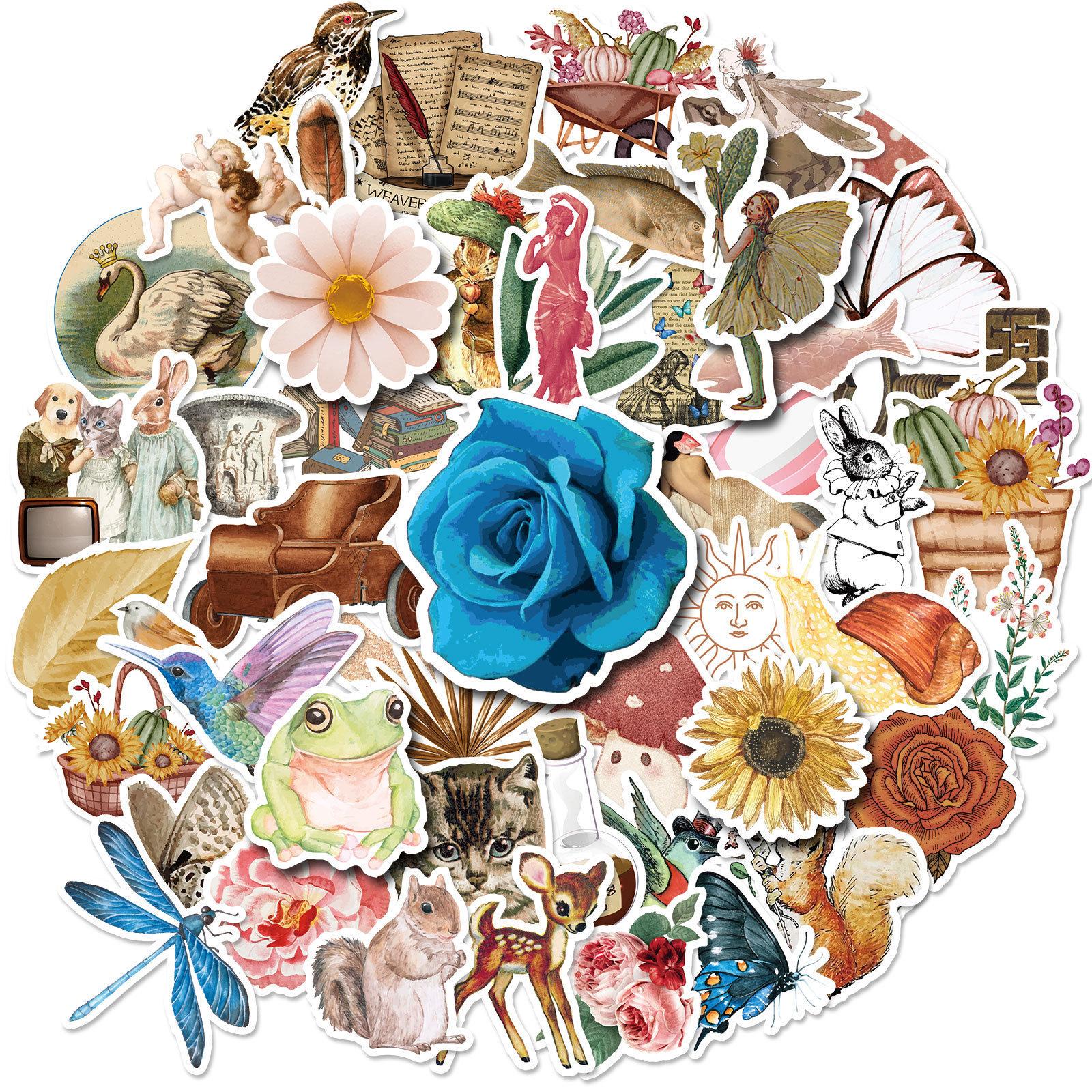 

200 Ретро Наклейки для Ручного Счета Литературный Узор Водонепроницаемые Наклейки Граффити Чемодан Блокнот Наклейки для Ручного Счета