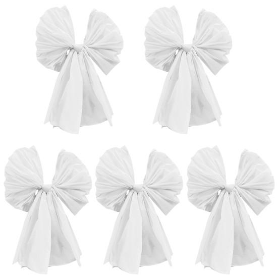 

5 шт. 24-дюймовый большой пластиковый декоративный бант для упаковки подарков, годовщины, свадьбы, дня рождения, вечеринки, украшения белый
