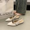 One word with rhinestone sandals women's summer new bag head half drag flat shoes pointed single shoes women's outer wear