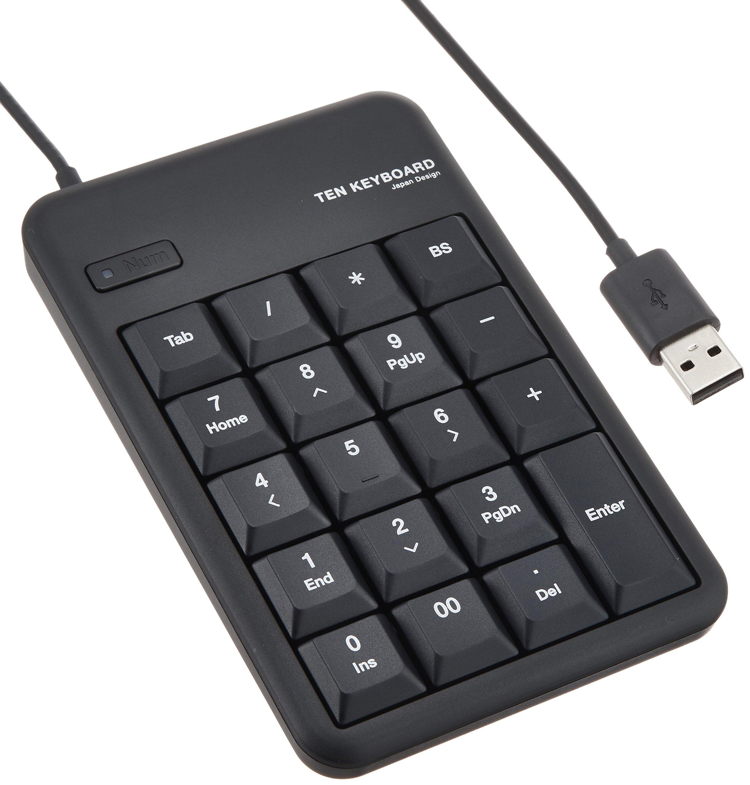 

ELECOM Tenkey Wired Membrane M Size 10 Million Presses High Durability Black TK-TCM011BK