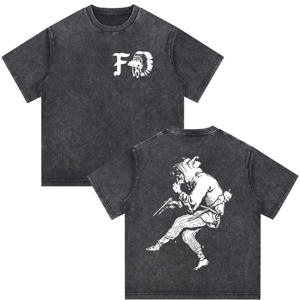 Forward Observations Group Skeleton Skull Vintage Washed Tshirt Men Clothing Fashion Gothic Oversized Casual T Shirt Streetwear