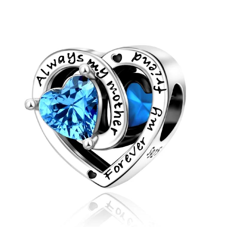 Authentic Charms Copper Craft Ttwelve Months Heart Birthday Stones Colored Beaded Pendant Handmade Bracelet Ladies Jewellery Present