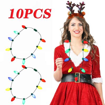 10 ADET Parti Parıltısı Kolye 9 Işık LED Parıltısı Noel Ampulü Kolye Parti Hediyeleri Flaş Ampulü Kolye Karanlıkta Parlayan Sahne Malzemeleri