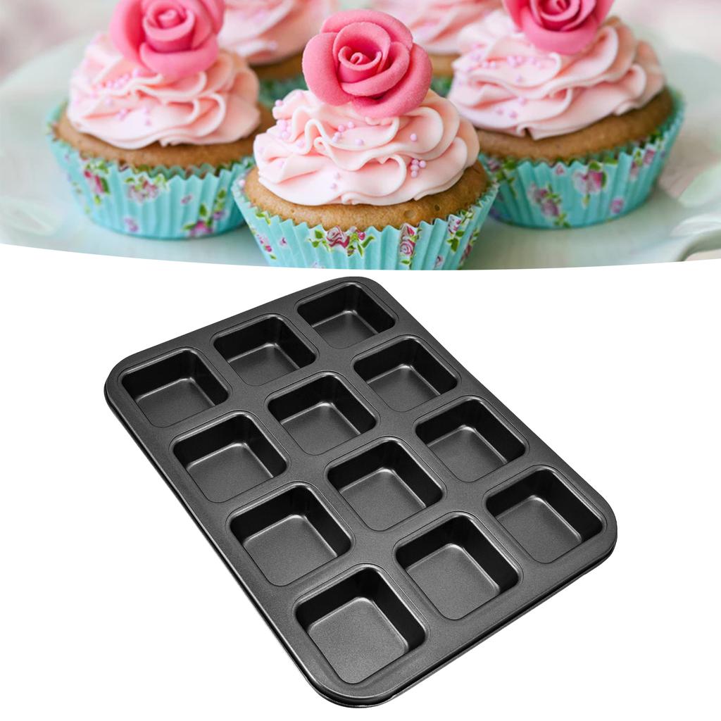 Loaf Baking Pans 12 Cavity Brownie Baking Pan Carbon Steel Muffin Bakeware Cupcake Bread Divider Mold