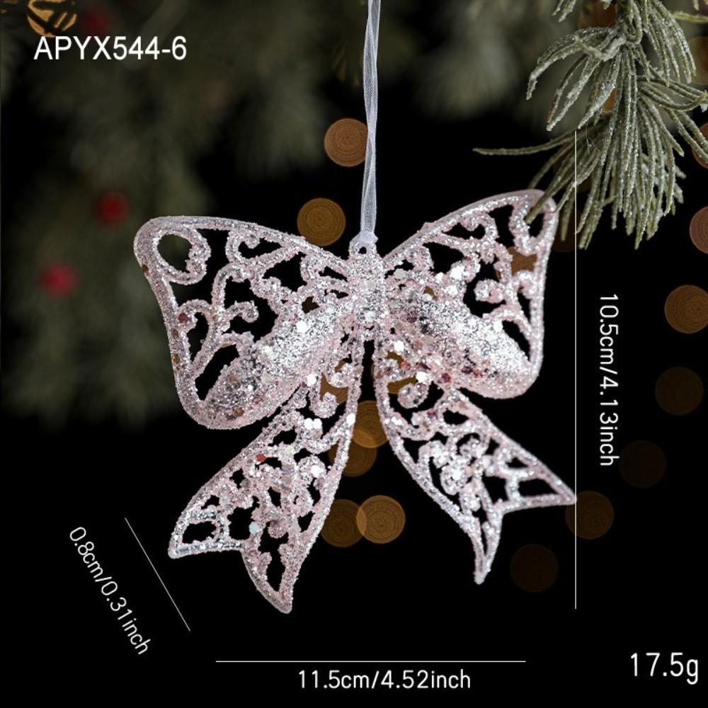 

Glitter Plastic Pink Christmas Ornament Angel Snowflake Bell Decoration Dragonfly Bow Christmas Tree Decoration Holiday Festive