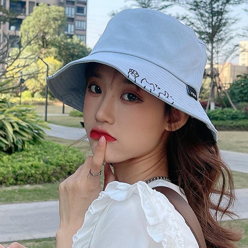 Hat Female Summer Versatile Internet Celebrity Bucket Hat Female Cute Cat Big Edge Sunshade Sunscreen Soft Girl Tide