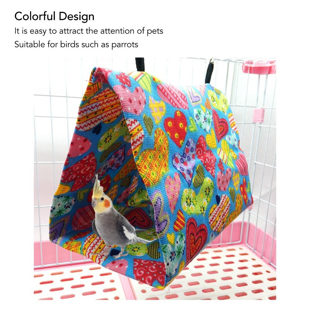 Colorful Canvas Parrot Nest Hammock Triangular Shape Hanging Bird Cave Bird Bed Tent For Lovebird