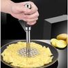 Stainless Steel Potato Masher with Long Wooden Handle, Multi-Purpose Fruit Crusher for Easy Mashing of Various Foods