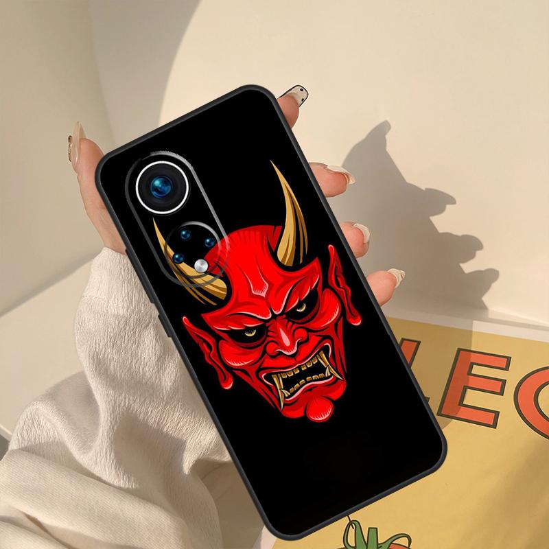 Samurai Oni Mask Case For Honor Magic 5 6 7 8 Pro Cover For Honor 400 200 Lite 50 70 90 X8a X8b X9a X9b X9c