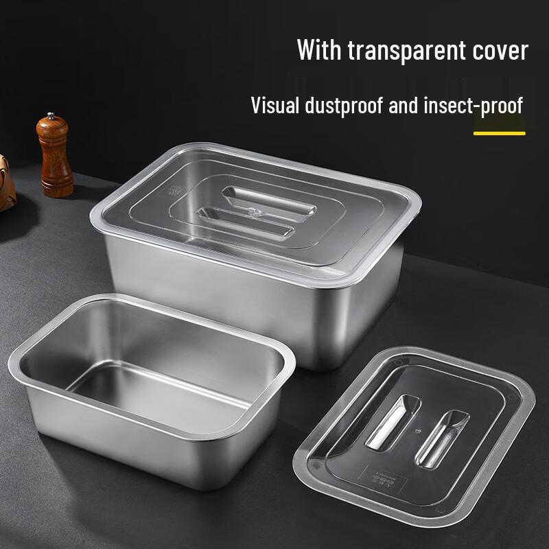 UOSUUOSU 304 Stainless Steel Deep Square Tray with Acrylic Lid
