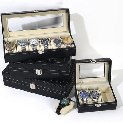 2/3/6/10/12 Grids Jewelry Box Watch Holder Watch Storage Box Lockable Leather Flocking Cloth Watch Display Box