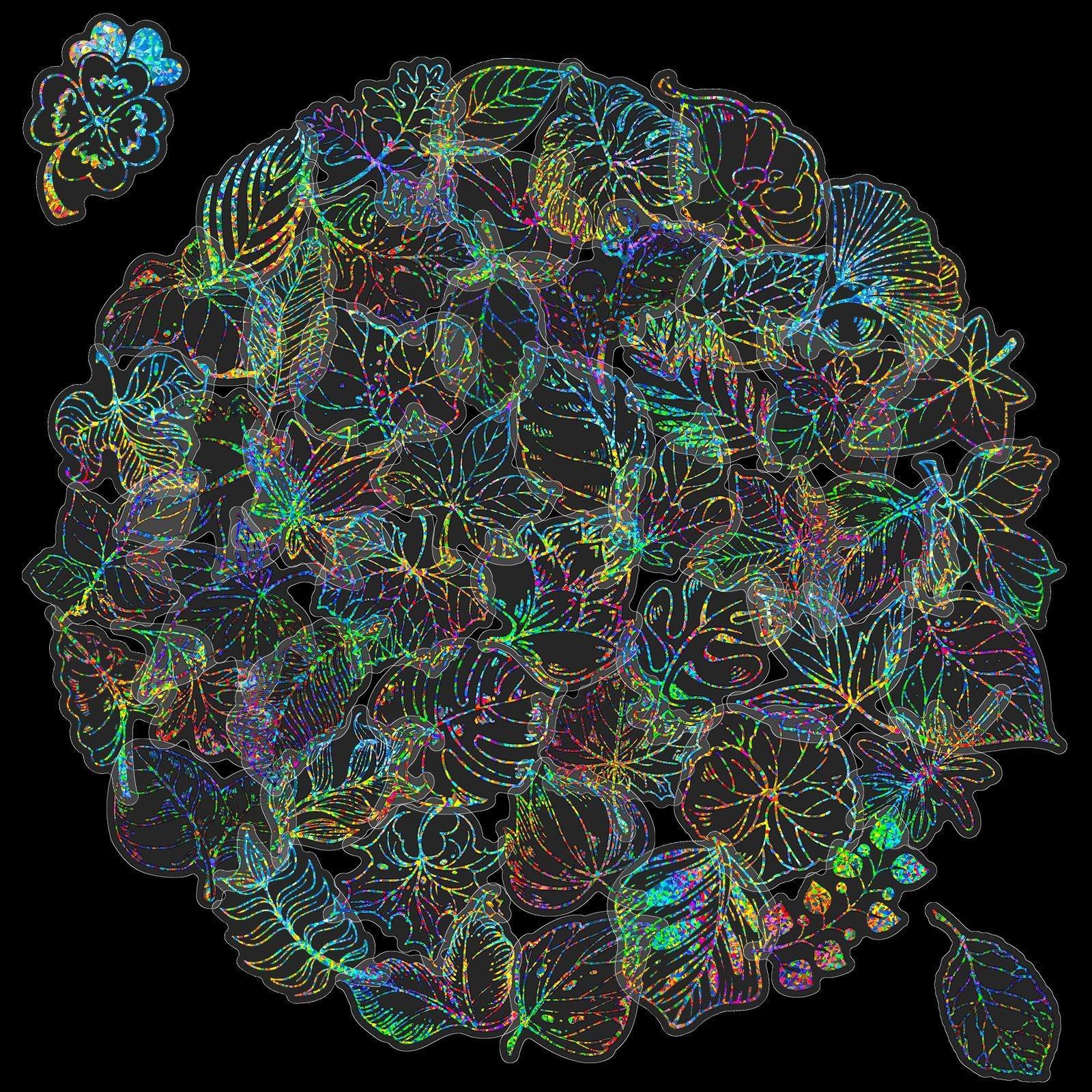 

50 Лазерные наклейки Листья Кожа креветки Новый продукт Стримеры Ретро Гука Лазерные наклейки