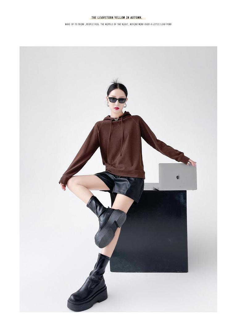 Women's Long-Sleeve Drawstring Hooded Sweatshirt - New Slim Style for Spring and Autumn, Great As Layer or Outerwear