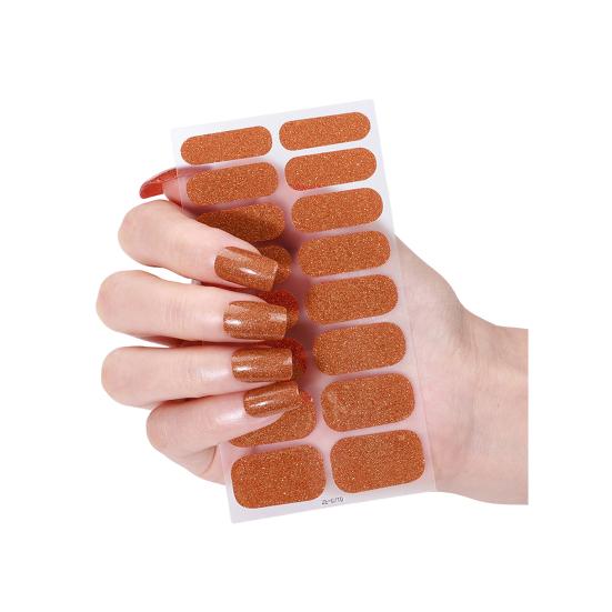 Glitter Nail Polish Strips with File Easy Apply Remove Self Adhesive Women Full Nail Sticker Home Manicure DIY Nail Art Decoration Wrap