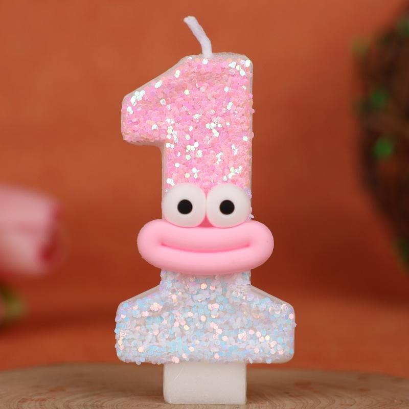 Sausage Mouth Cartoon Number Birthday Candle Cake Decoration Holiday First Birthday Celebration Handmade Candle 0-9diy