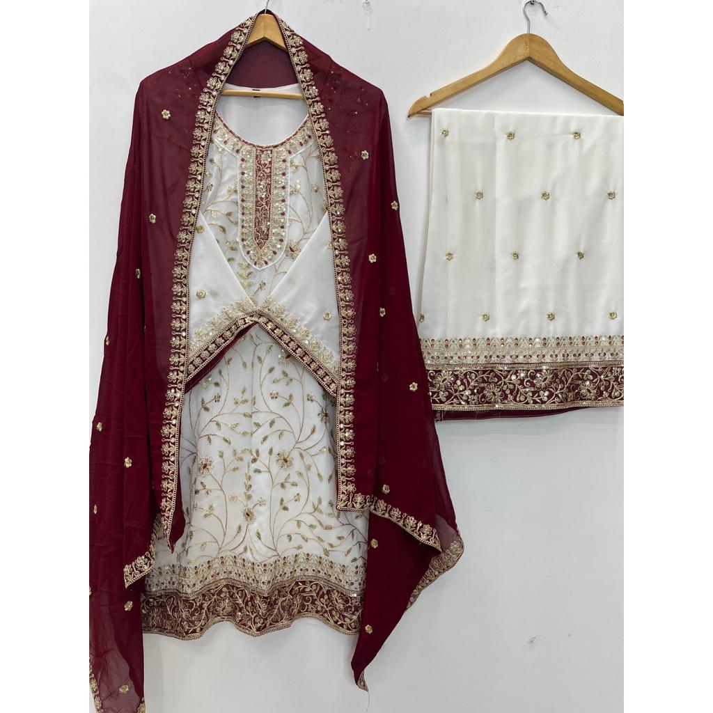 Heavy Faux Georgette Paksiatni Salwar Kameez Indian Party Wear  Palazzo Suit