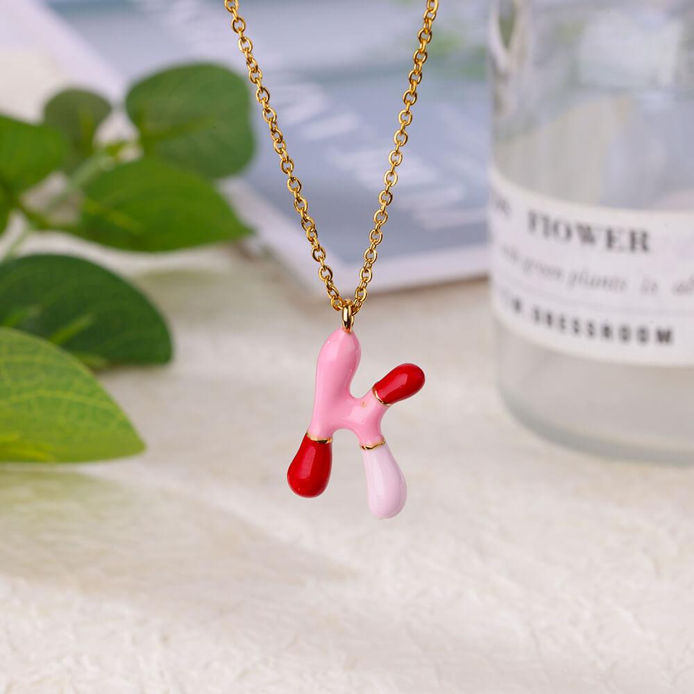 Colorful Letter Necklaces For Women Stainless Steel Chain Dopamine Initial Letter Necklace Wedding Party Jewelry Gift Bff