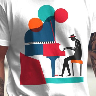 Abstraktes Klavier T-Shirt | Minimalistisches Pianisten Kunst Shirt | Buntes Klavier Grafik T-Shirt | Musikliebhaber Geschenk XS bis 5XL