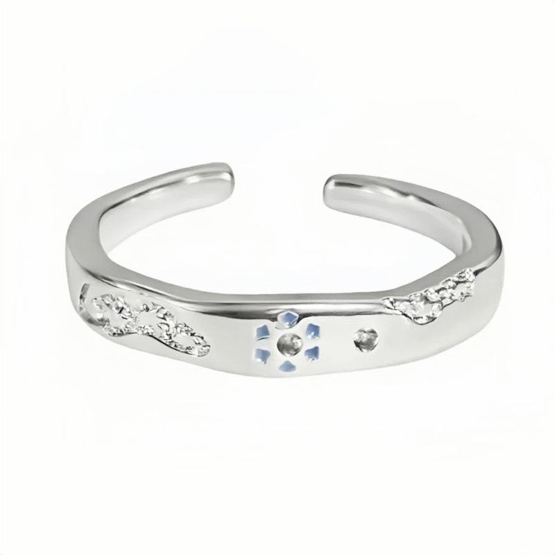 Lace Lace Zircon Dripping Oil Opening Ring Exquisite Princess On The Run Niche Design High-End Girlfriend Ring Girl