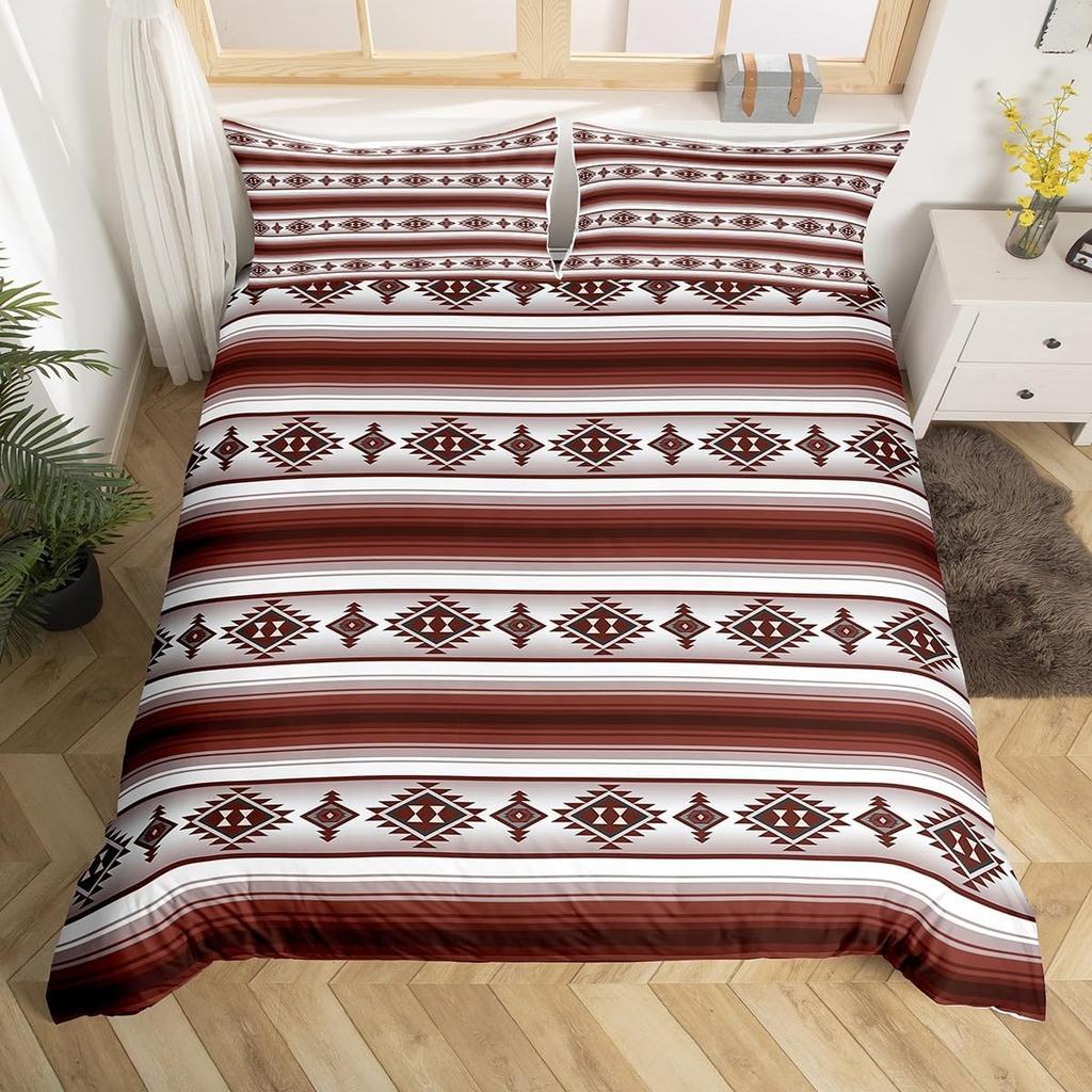 Southwest Tribal Aztec Duvet Cover Set Bohemian Twin Queen Bedding Sets Ethnic Mexican Geometric Diamond Stripe Comforter Cover