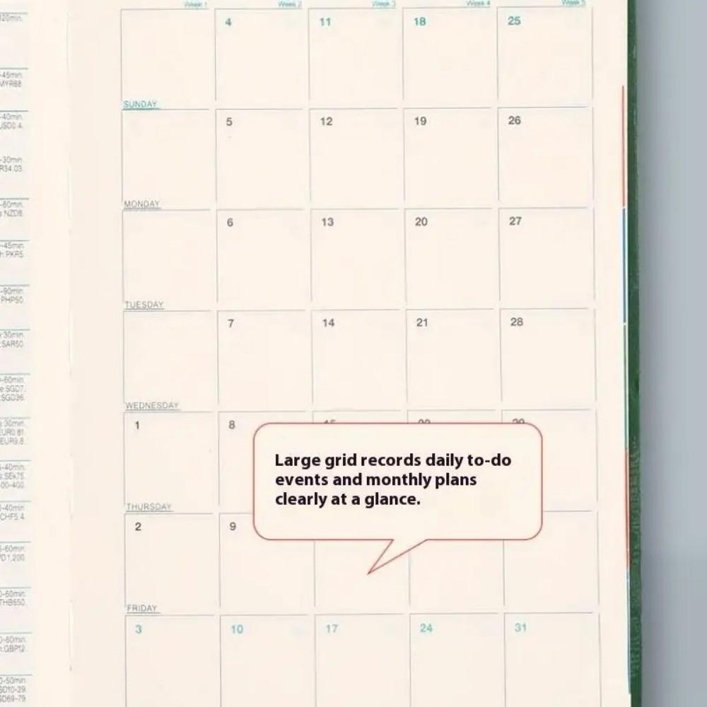 A5 2026 Agenda Book Textured English Version Calendar Book Planner Reminder PU Planner Notebook Daily Planner To Do List