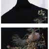 2pcs/set Women Phoenix Beaded  Tracksuit Casual Sports Suit O-neck Sweatershirt Pants Two-piece Set