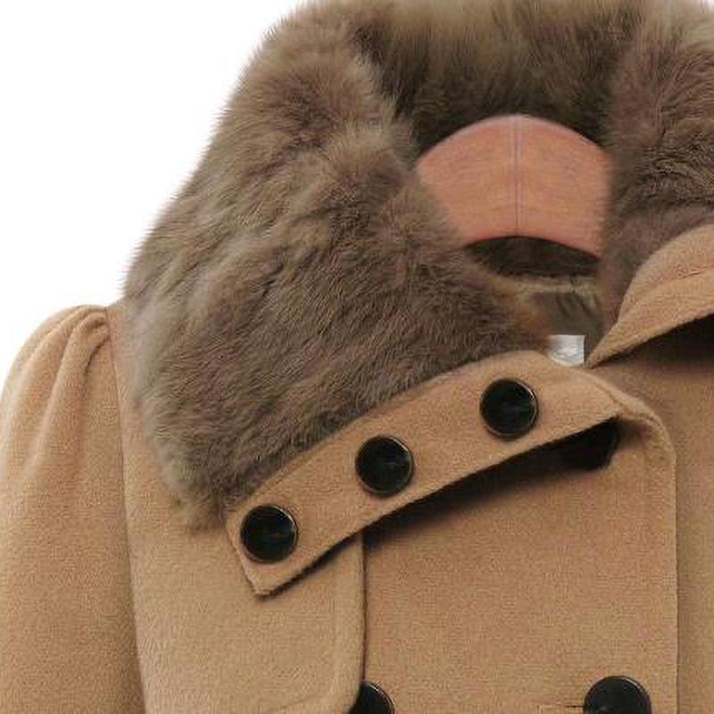 Winter Long Wool Coats Women Streetwear Double Breasted Collar Woolen Collar Lace Up Pleated Ruffle Jackets