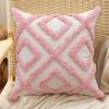 Valentine's Day Throw Pillow Cover 18" X 18" 3D Embroidered Soft Tufted Pink Pillowcase Plush Faux Fur Pillow Cover