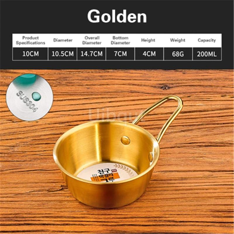 Rice Golden Bowls with Handle Wine Bowl Cooking Basin Seasoning Bowl Noodle Bowl Korean 304 Stainless Steel Rice Wine Bowls