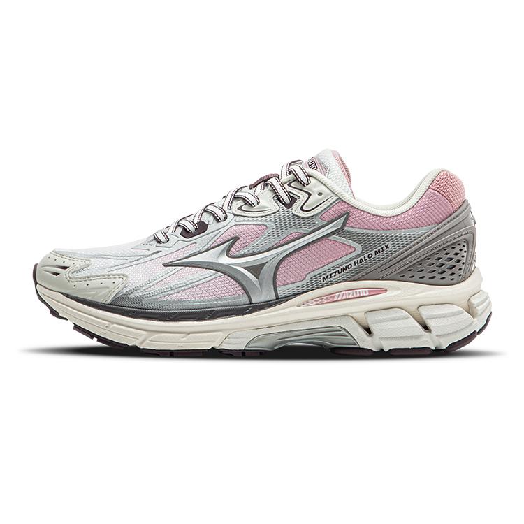 Mizuno Halo Mix Retro Trend Shock Absorption Non-Slip Wear-Resistant Breathable Low-Top Running Shoes Women sneaker White Gray Purple D1GH240815