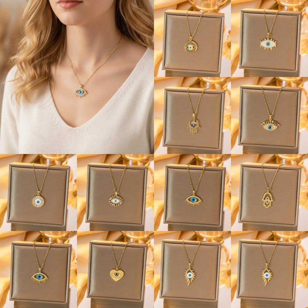 Pleated Devil's Eye Devil's Eye Necklace Pendant Banquet Clothes Neck Chain  Valentine's Day Gift