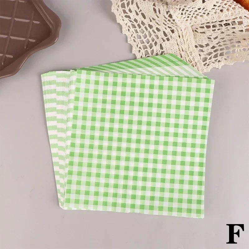100Pcs Greaseproof Paper Liners Sandwich Wrapping Paper 6 Styles Decor Wax Paper Sheets for BBQ Picnic Festival Party Fast Food