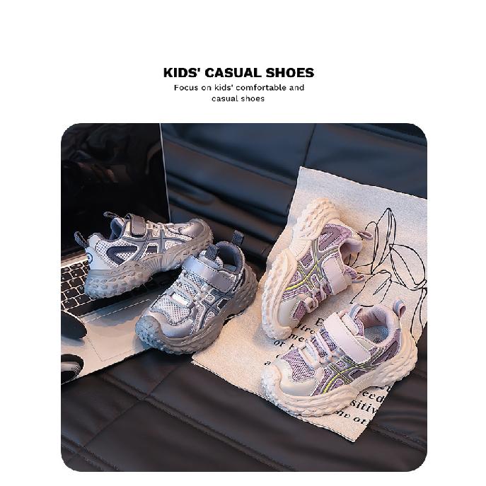 Children's sports shoes with breathable mesh, new spring and autumn models, fashionable casual dad shoes for boys and girls, suitable for older