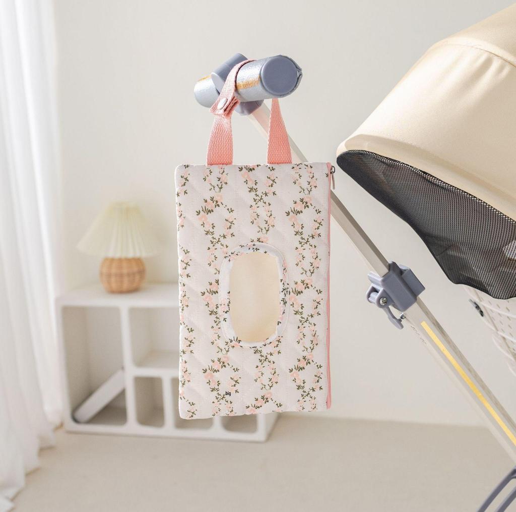 Korea 2026 Baby & Mom Travel Wet Wipe Hanging Bag with Printed Tissue Box Storage