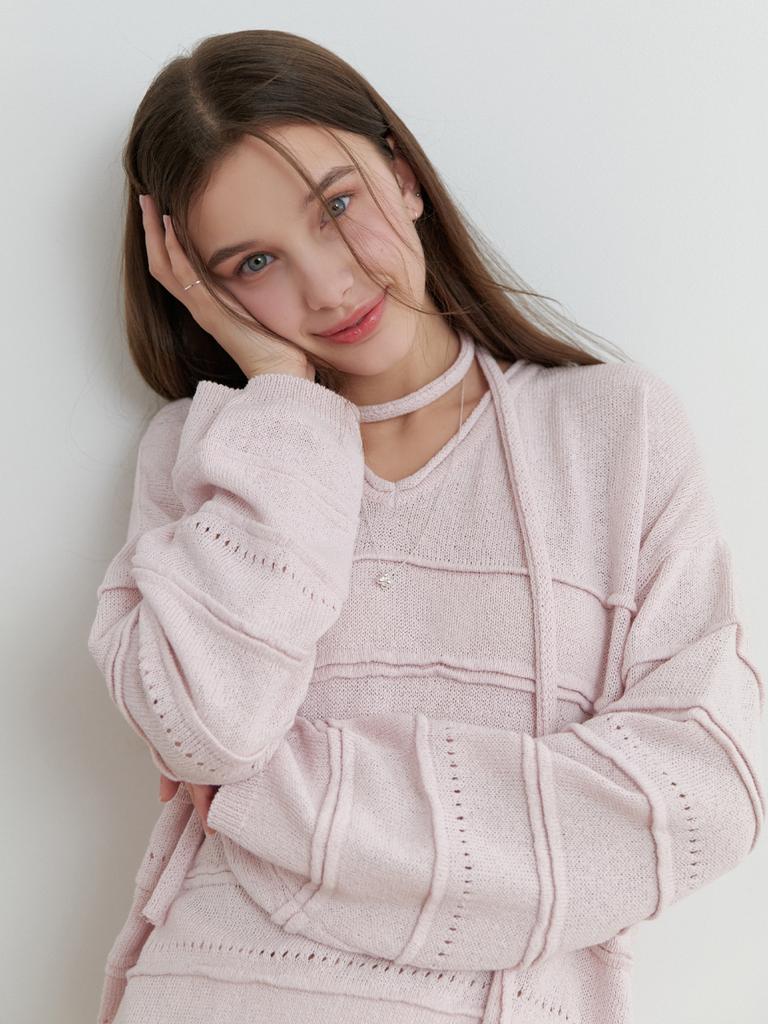 Liel Soup Overfit V Knit (Lilac Pink)