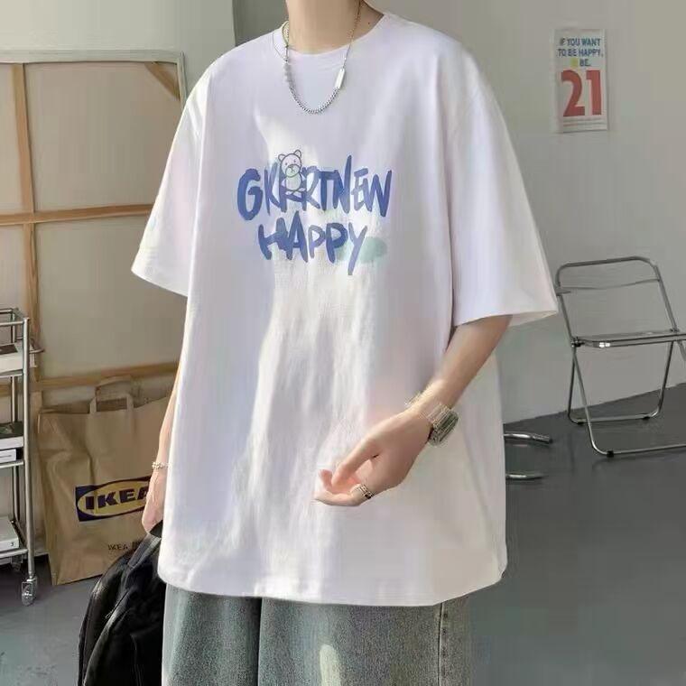 Short-sleeved T-shirt Women's New Summer Hong Kong Style Letter Trendy Brand Loose Ins Clothes Bottoming Shirt Half-sleeved