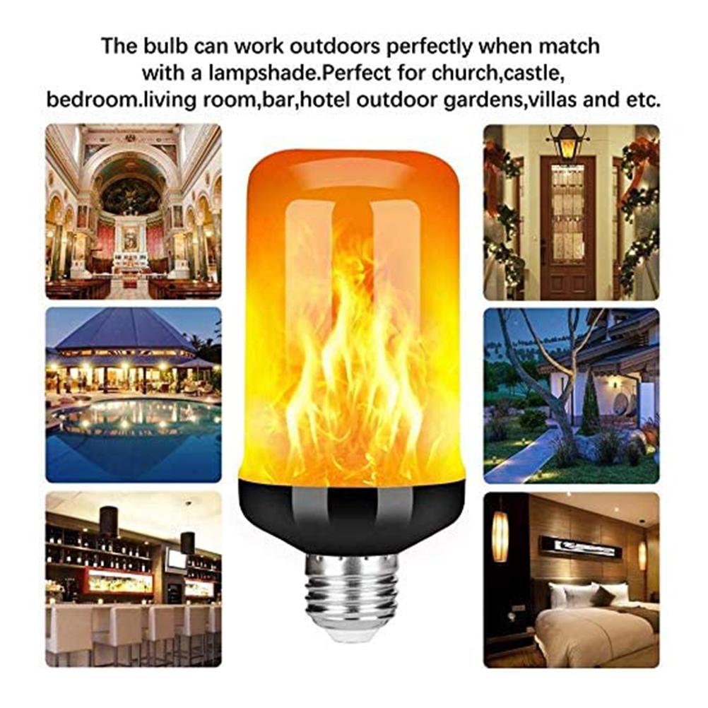 4 stk LED Flammelamper 4 Moduser Flimrende Lyspære E27 Flammelys