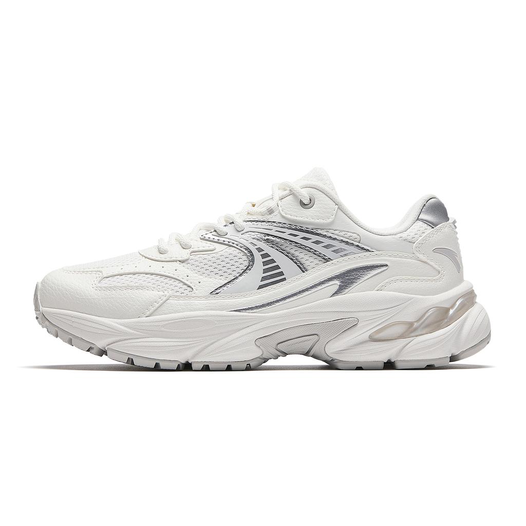 Anta AT802 Cushioning Height Increasing Abrasion Resistant Casual Shoes Women's Papyrus White/Silver/Cumulus Gray 922618882-5