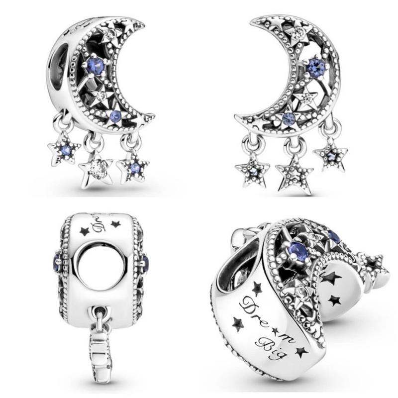 New Star And Crescent Moon Charm Bead Charm Fit Charms Silver 925 Original Bracelet Diy Women Jewelry Accessories